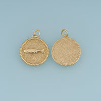 18K Gold Filled Fish Charm,Round Fish Pendant Ocean Charm Textured Disc Pendant for Bracelet Necklace DIY Jewelry Making Supply