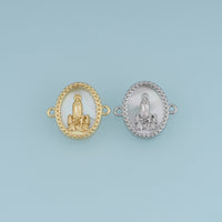 18K Gold Filled Virgin Mary Connector,Oval Madonna Link Charm Religious Pendant Connector for Bracelet Necklace DIY Jewelry