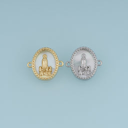 18K Gold Filled Virgin Mary Connector,Oval Madonna Link Charm Religious Pendant Connector for Bracelet Necklace DIY Jewelry