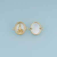 18K Gold Filled Virgin Mary Connector,Oval Madonna Link Charm Religious Pendant Connector for Bracelet Necklace DIY Jewelry