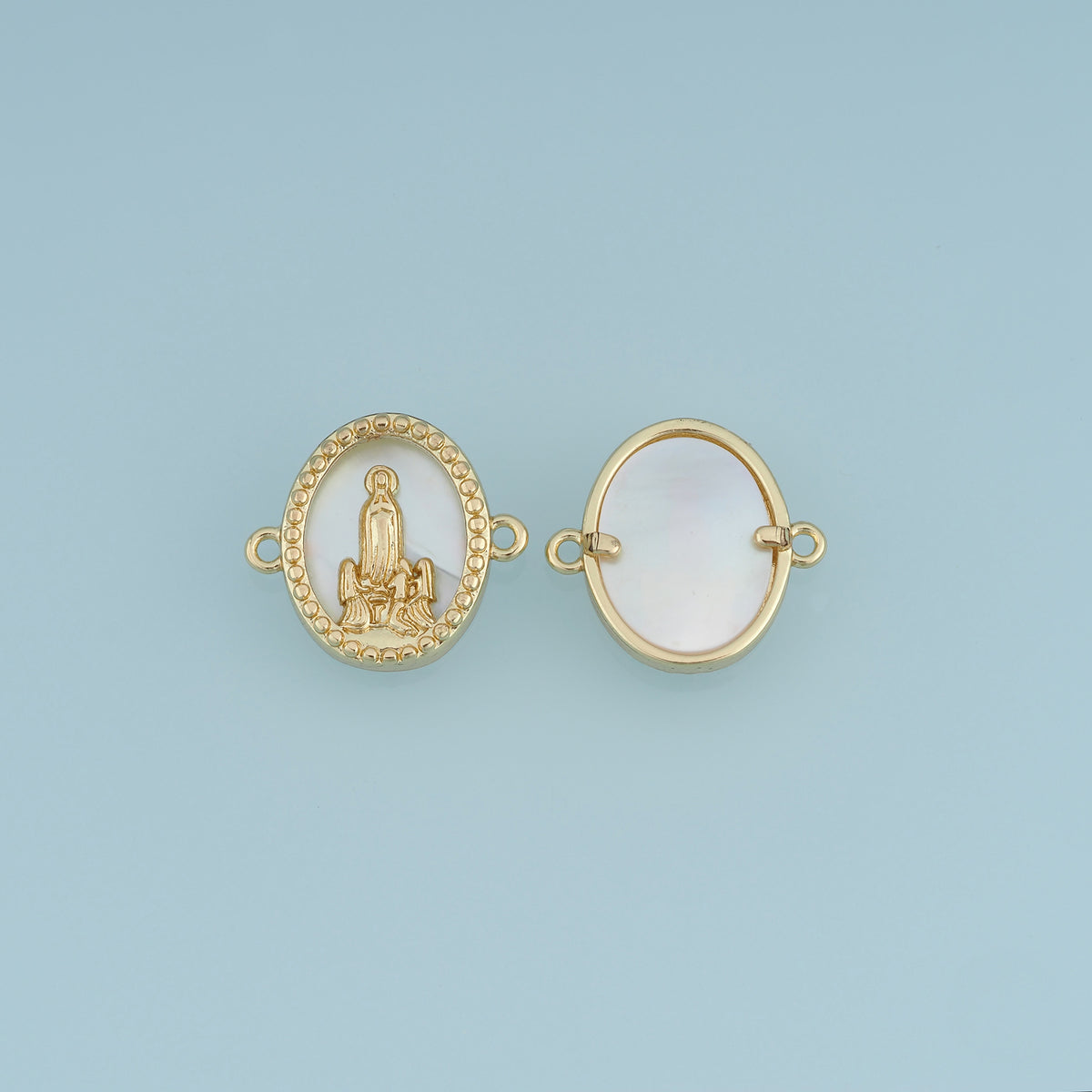 18K Gold Filled Virgin Mary Connector,Oval Madonna Link Charm Religious Pendant Connector for Bracelet Necklace DIY Jewelry