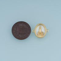 18K Gold Filled Virgin Mary Connector,Oval Madonna Link Charm Religious Pendant Connector for Bracelet Necklace DIY Jewelry