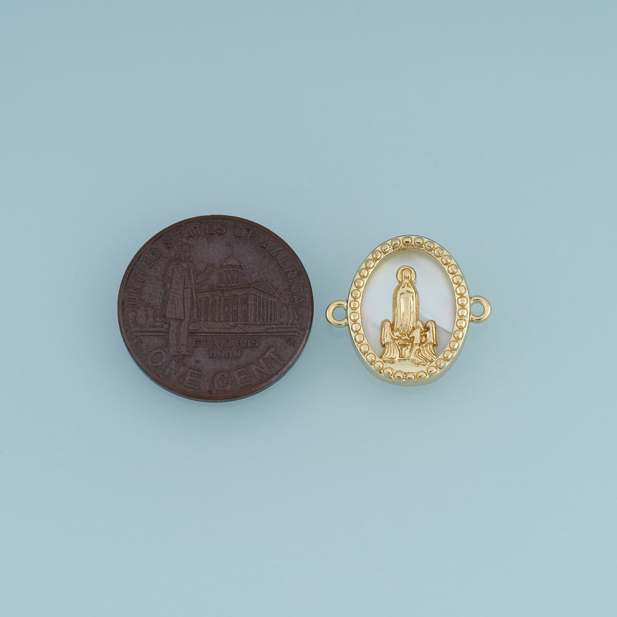 18K Gold Filled Virgin Mary Connector,Oval Madonna Link Charm Religious Pendant Connector for Bracelet Necklace DIY Jewelry