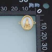 18K Gold Filled Virgin Mary Connector,Oval Madonna Link Charm Religious Pendant Connector for Bracelet Necklace DIY Jewelry