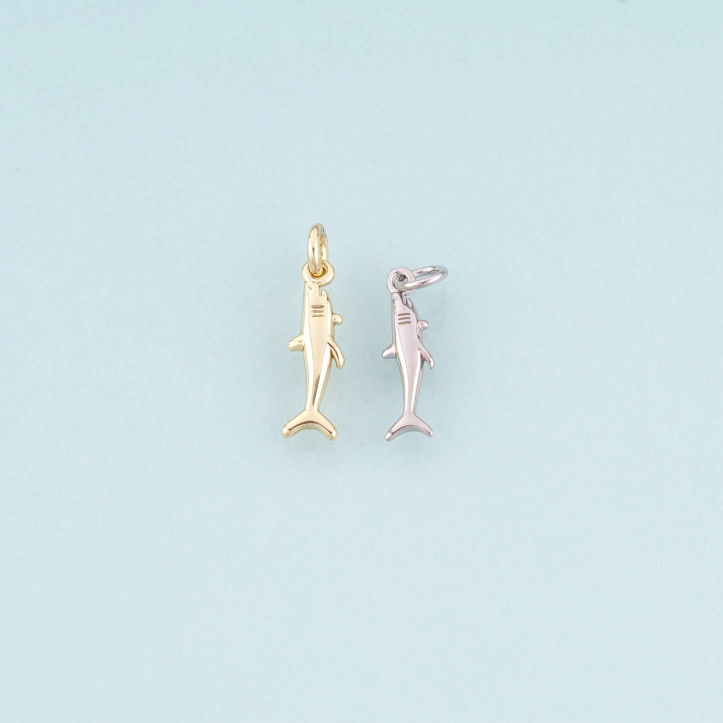 18K Gold Filled Shark Pendant,Marine Theme Charm Bracelet Necklace for DIY Jewelry Making Supply