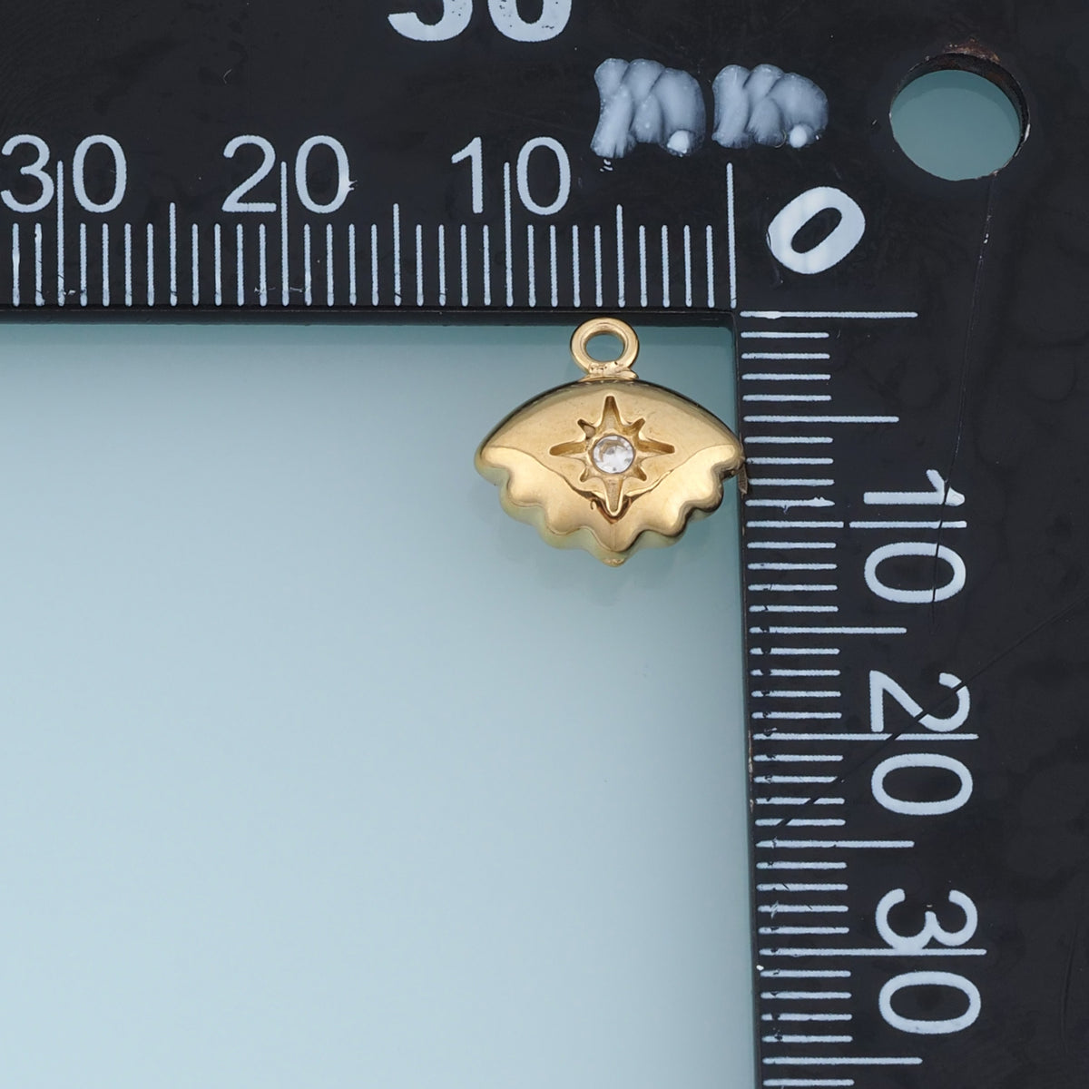 Scalloped Shell Star Pendant,14K Gold Dainty Crystal Charm DIY Charm for Necklace Bracelet Making