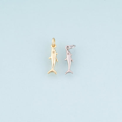18K Gold Filled Shark Pendant,Marine Theme Charm Bracelet Necklace for DIY Jewelry Making Supply