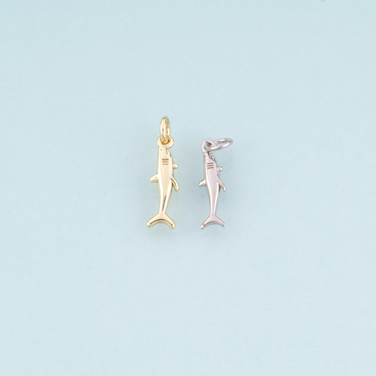 18K Gold Filled Shark Pendant,Marine Theme Charm Bracelet Necklace for DIY Jewelry Making Supply