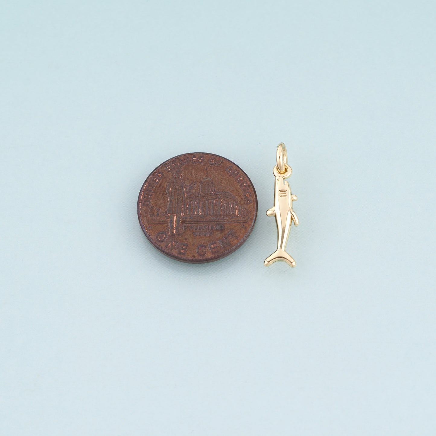 18K Gold Filled Shark Pendant,Marine Theme Charm Bracelet Necklace for DIY Jewelry Making Supply