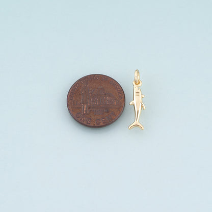 18K Gold Filled Shark Pendant,Marine Theme Charm Bracelet Necklace for DIY Jewelry Making Supply