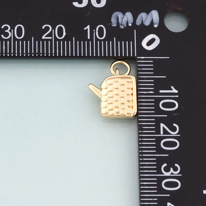 18K Gold Filled Kettle Pendant,Pastoral Style Kettle Charm Bracelet Necklace for DIY Jewelry Making Supply