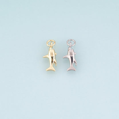 18K Gold Filled Shark Pendant,Marine Theme Charm Bracelet Necklace for DIY Jewelry Making Supply