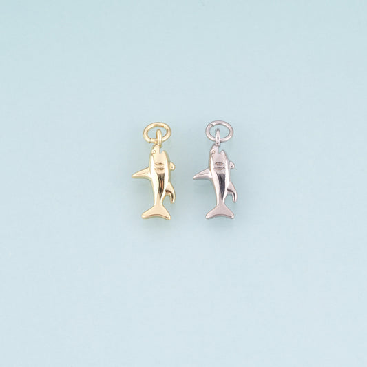 18K Gold Filled Shark Pendant,Marine Theme Charm Bracelet Necklace for DIY Jewelry Making Supply