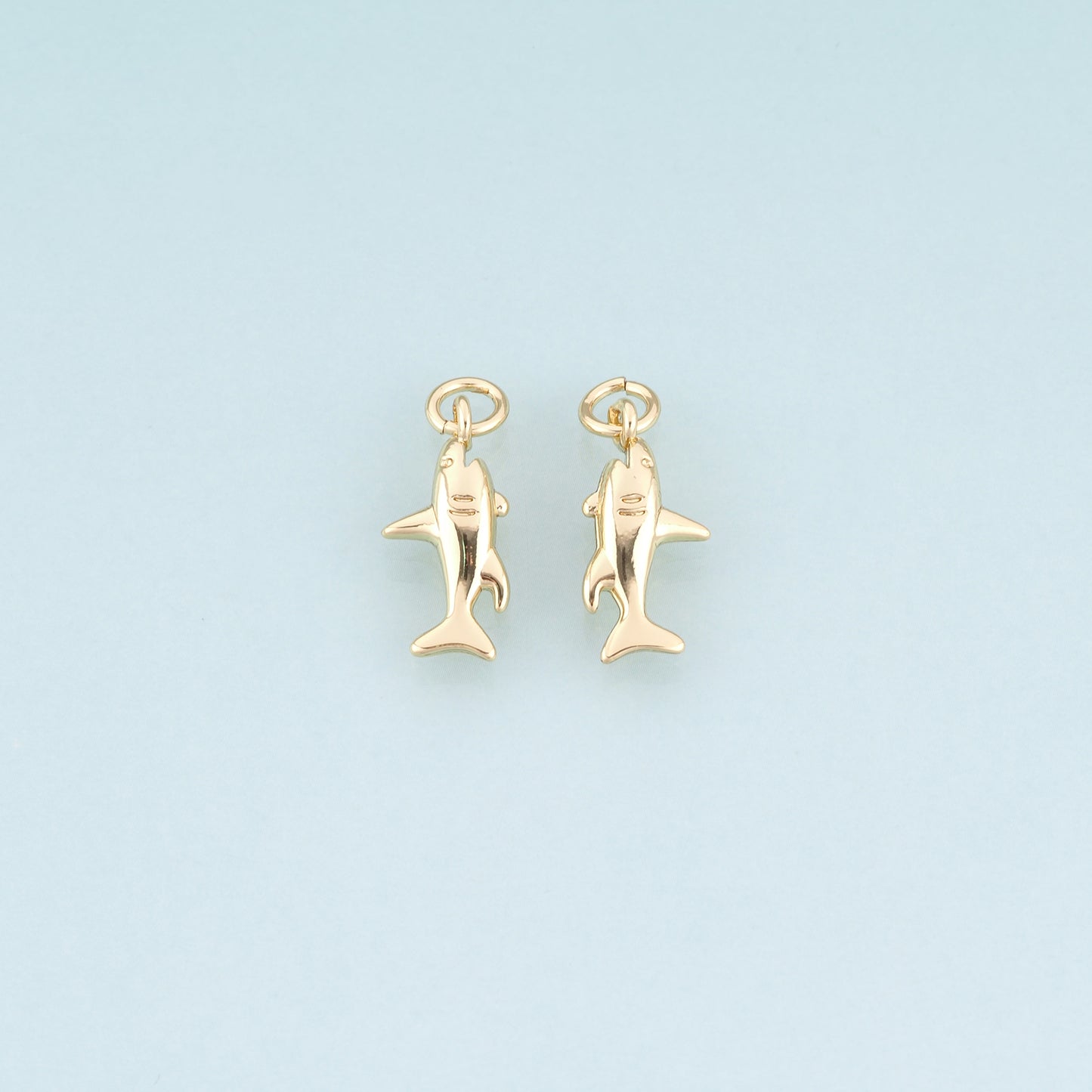 18K Gold Filled Shark Pendant,Marine Theme Charm Bracelet Necklace for DIY Jewelry Making Supply