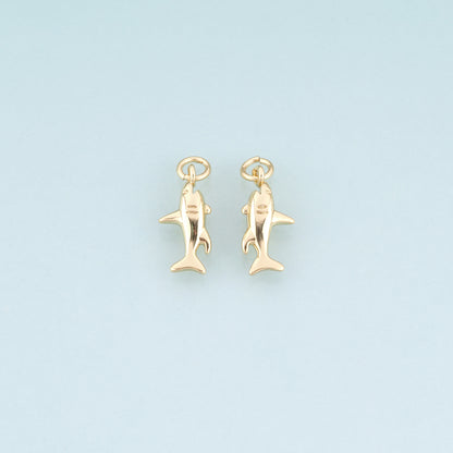 18K Gold Filled Shark Pendant,Marine Theme Charm Bracelet Necklace for DIY Jewelry Making Supply