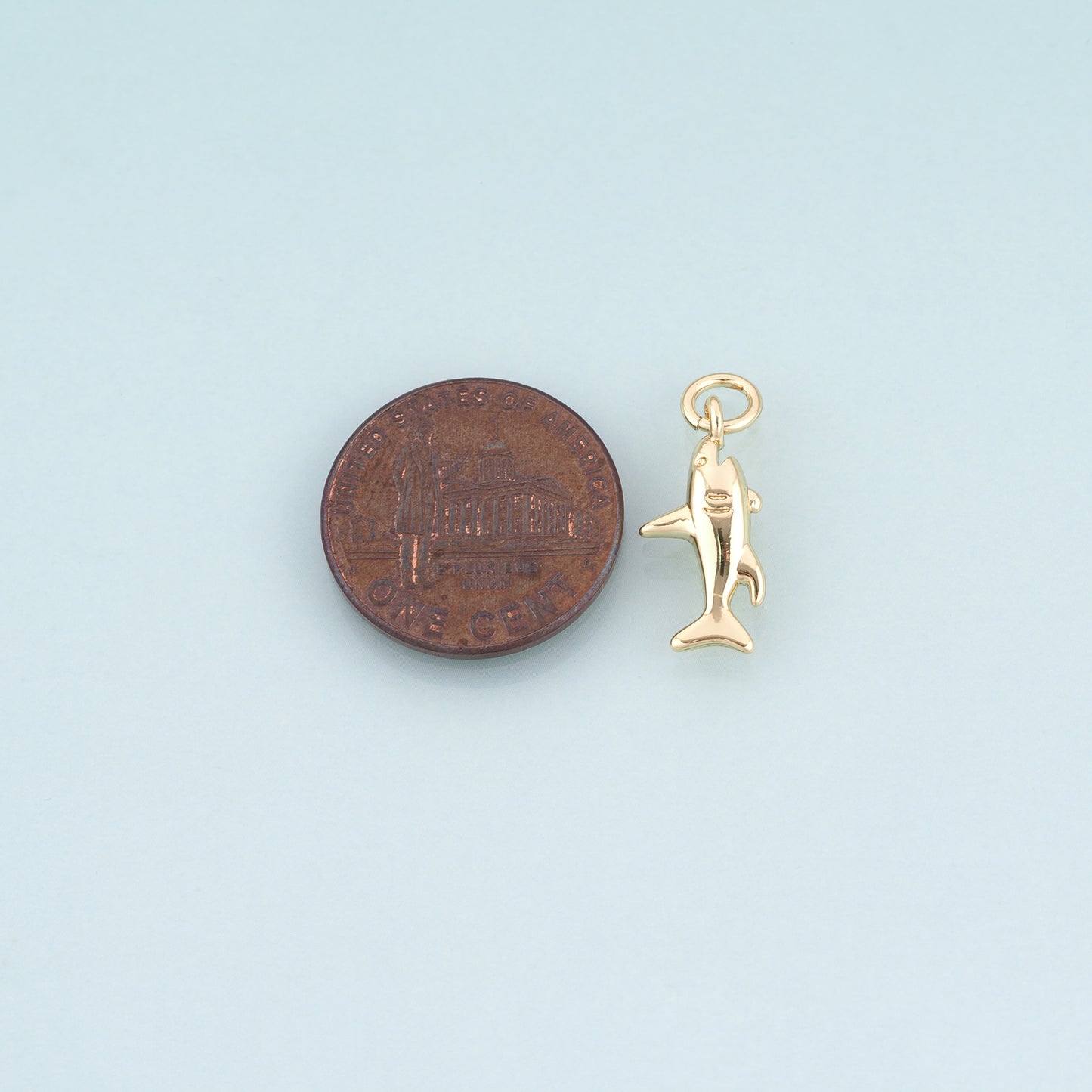 18K Gold Filled Shark Pendant,Marine Theme Charm Bracelet Necklace for DIY Jewelry Making Supply