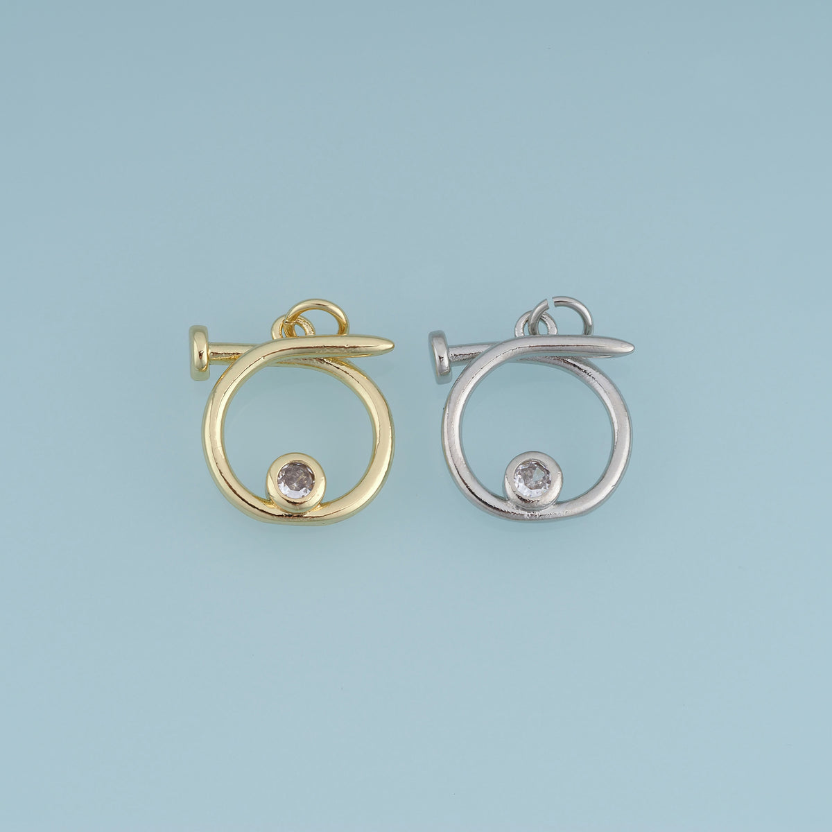 18K Gold Filled Bent Nail Charm,Crystal Nail Pendant Unique Jewelry Component for Bracelet Necklace DIY Jewelry Making Supply