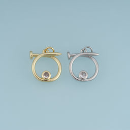 18K Gold Filled Bent Nail Charm,Crystal Nail Pendant Unique Jewelry Component for Bracelet Necklace DIY Jewelry Making Supply