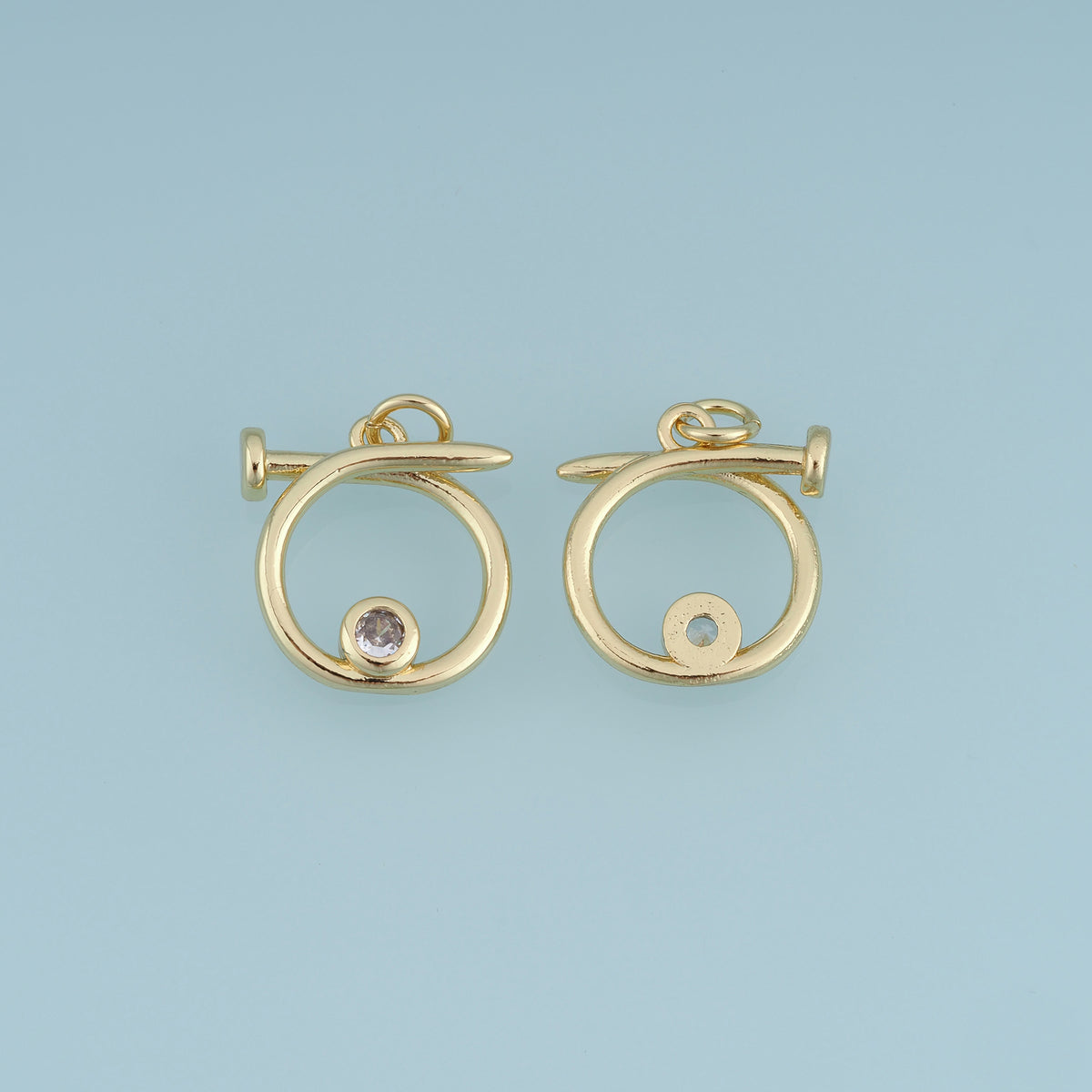 18K Gold Filled Bent Nail Charm,Crystal Nail Pendant Unique Jewelry Component for Bracelet Necklace DIY Jewelry Making Supply