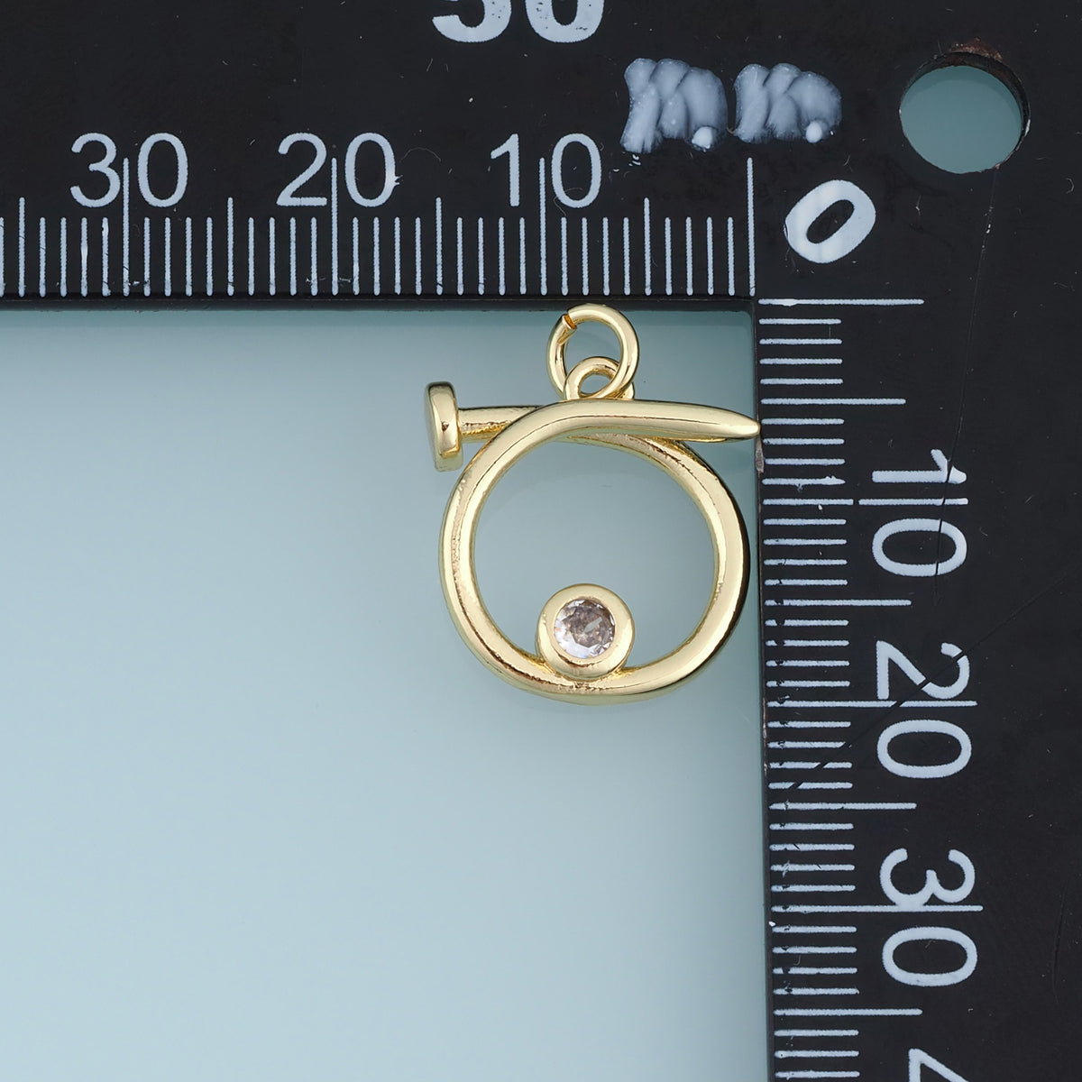 18K Gold Filled Bent Nail Charm,Crystal Nail Pendant Unique Jewelry Component for Bracelet Necklace DIY Jewelry Making Supply