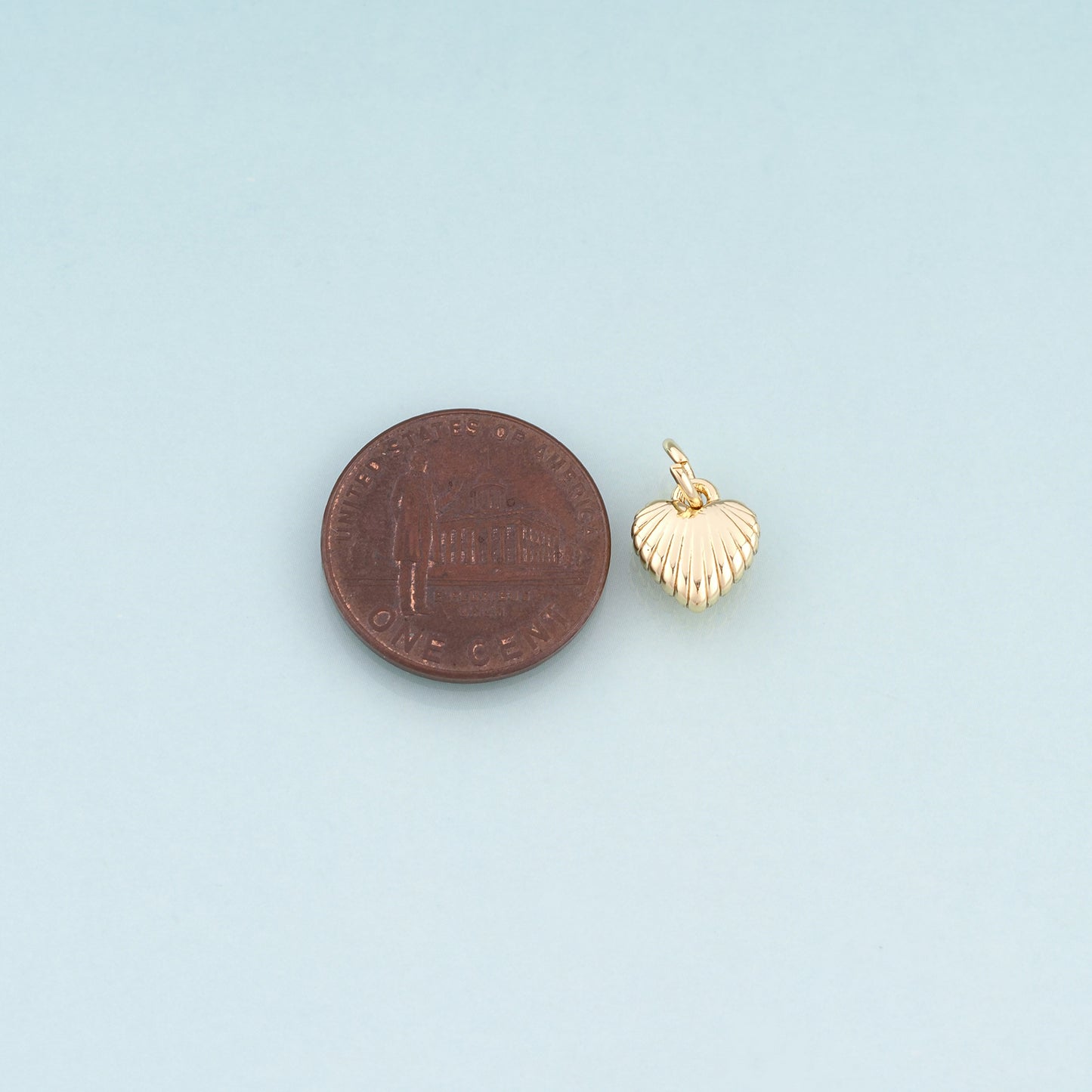 18K Gold Filled Heart Pendant,Radial Texture Simple Heart Charm Bracelet Necklace for DIY Jewelry Making Supply