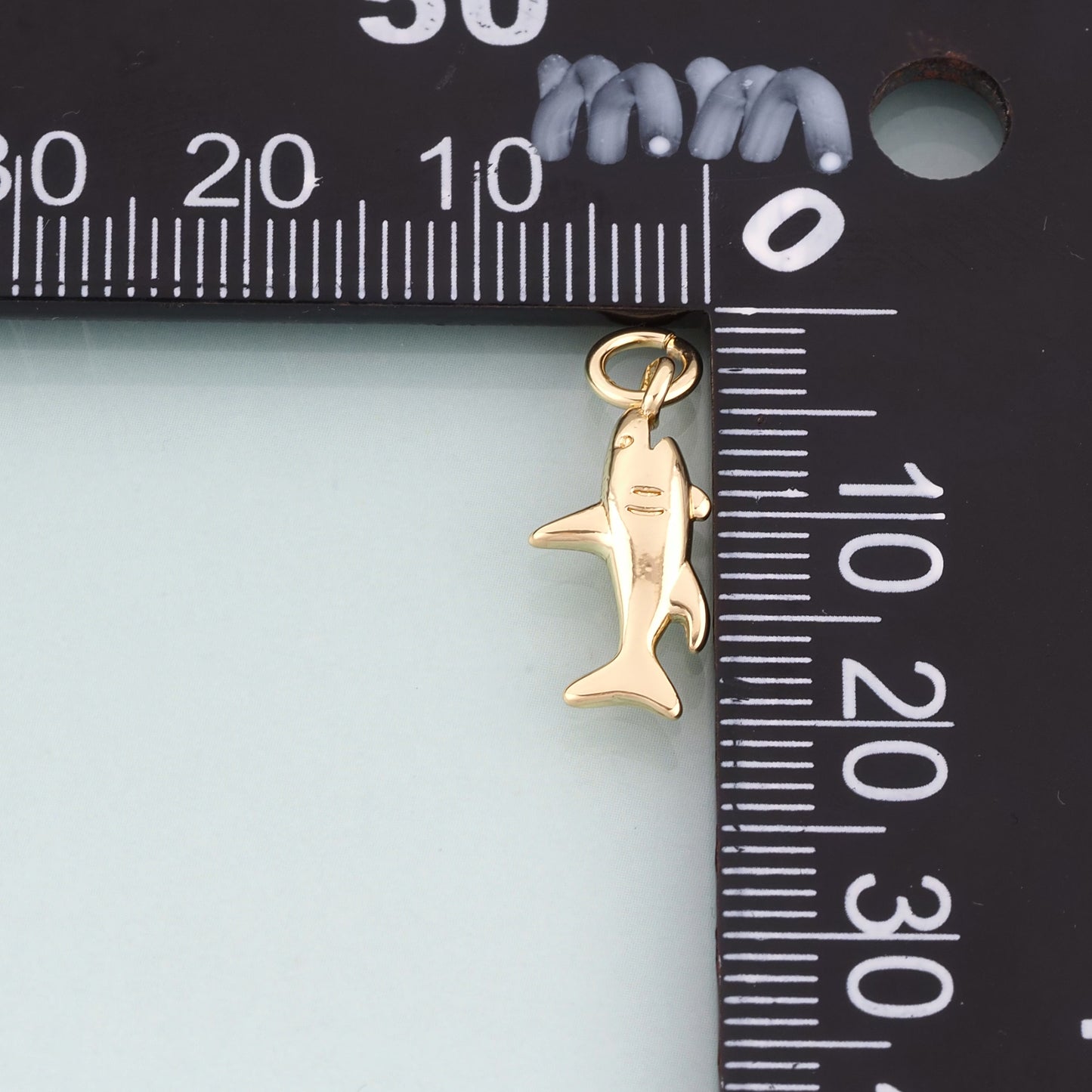 18K Gold Filled Shark Pendant,Marine Theme Charm Bracelet Necklace for DIY Jewelry Making Supply