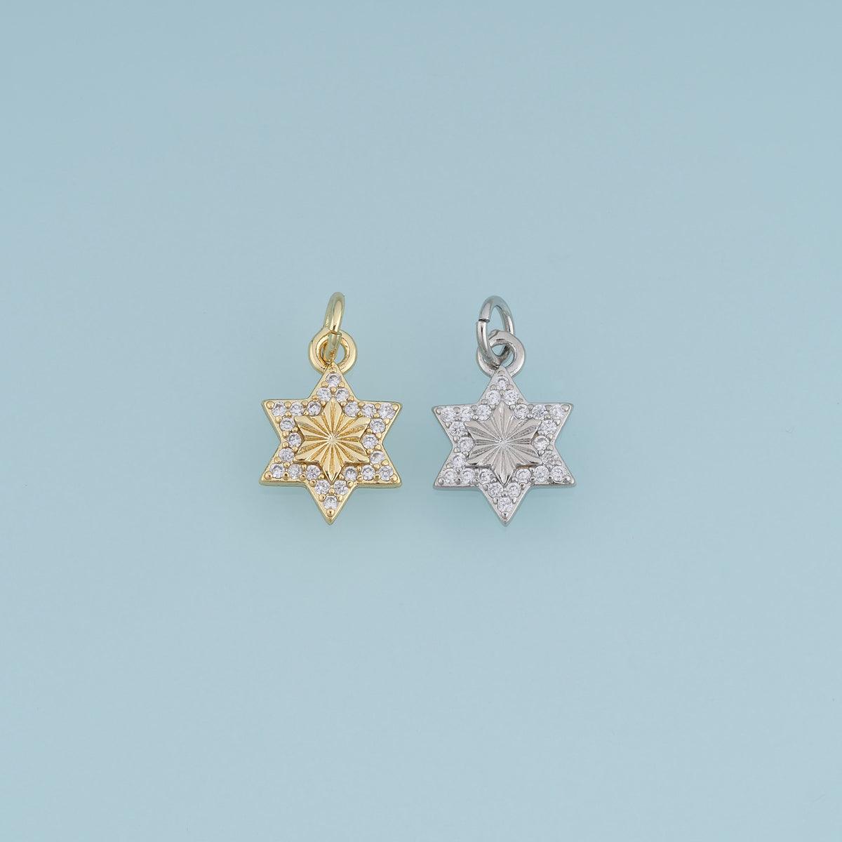 18K Gold Filled Six Point Star Charm,Crystal Star Pendant Celestial Charm for Bracelet Necklace DIY Jewelry Making Supply