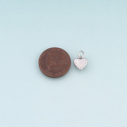 18K Gold Filled Heart Pendant,Radial Texture Simple Heart Charm Bracelet Necklace for DIY Jewelry Making Supply