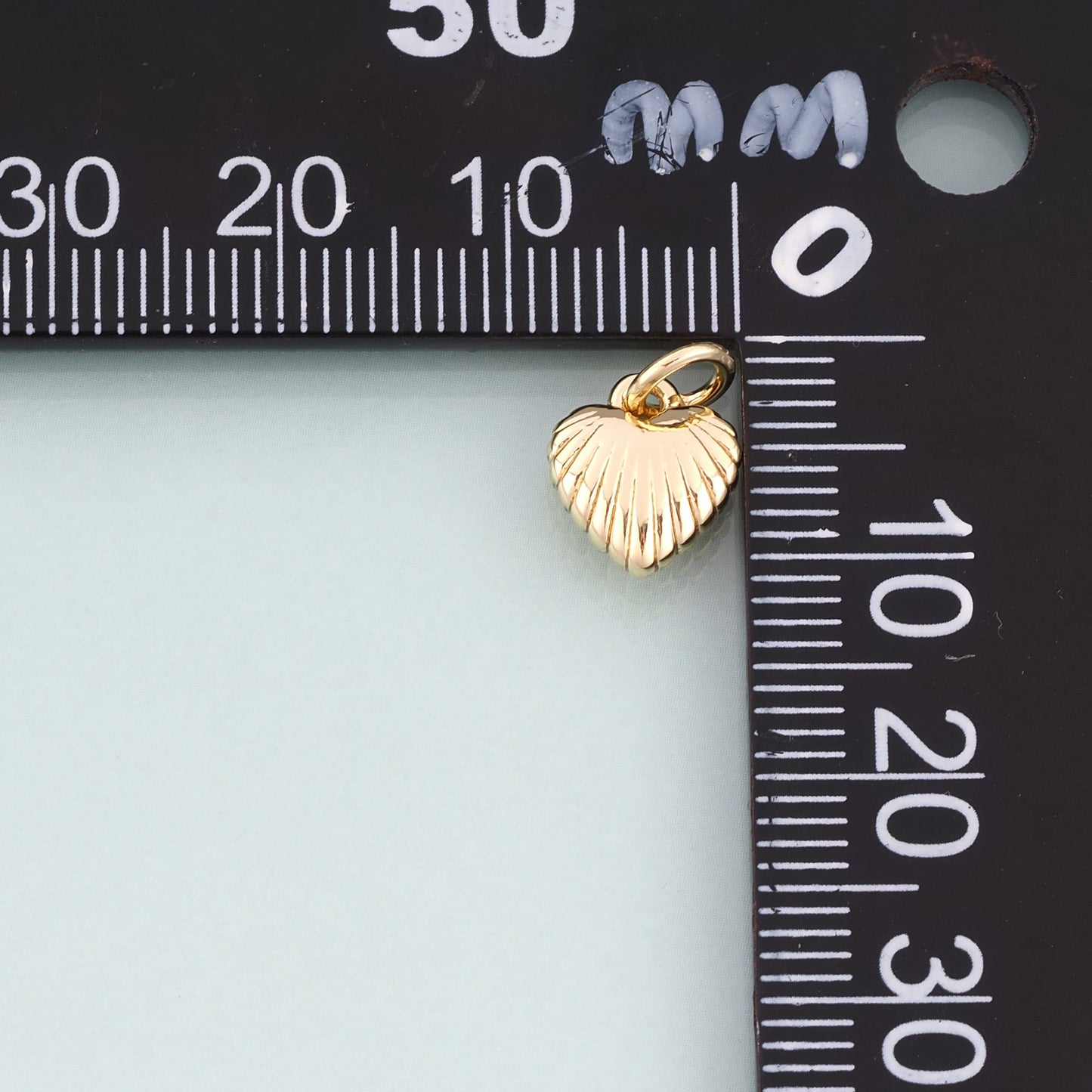 18K Gold Filled Heart Pendant,Radial Texture Simple Heart Charm Bracelet Necklace for DIY Jewelry Making Supply
