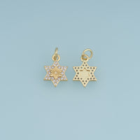18K Gold Filled Six Point Star Charm,Crystal Star Pendant Celestial Charm for Bracelet Necklace DIY Jewelry Making Supply