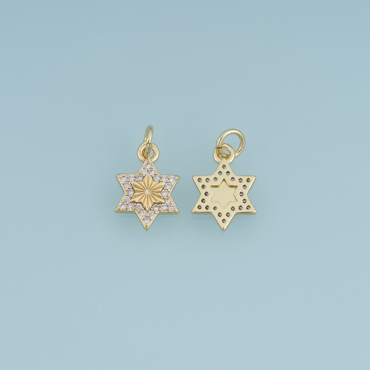 18K Gold Filled Six Point Star Charm,Crystal Star Pendant Celestial Charm for Bracelet Necklace DIY Jewelry Making Supply