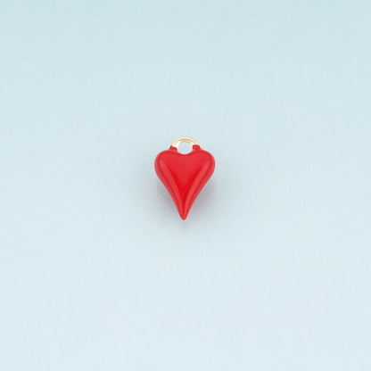 18K Gold Filled Enamel Heart Pendant,Couple Passionate Love Charm Bracelet Necklace for DIY Jewelry Making Supply