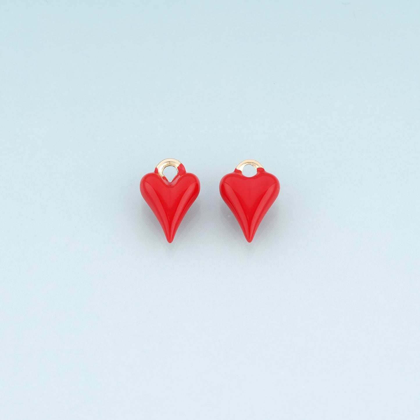 18K Gold Filled Enamel Heart Pendant,Couple Passionate Love Charm Bracelet Necklace for DIY Jewelry Making Supply