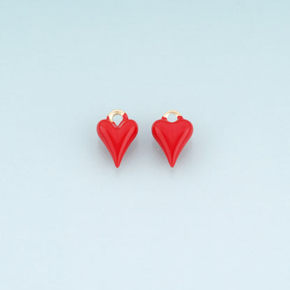 18K Gold Filled Enamel Heart Pendant,Couple Passionate Love Charm Bracelet Necklace for DIY Jewelry Making Supply