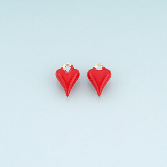 18K Gold Filled Enamel Heart Pendant,Couple Passionate Love Charm Bracelet Necklace for DIY Jewelry Making Supply