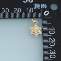 18K Gold Filled Six Point Star Charm,Crystal Star Pendant Celestial Charm for Bracelet Necklace DIY Jewelry Making Supply