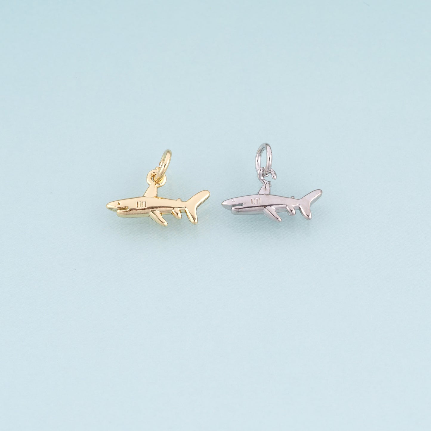 18K Gold Filled Shark Pendant,Marine Theme Charm Bracelet Necklace for DIY Jewelry Making Supply
