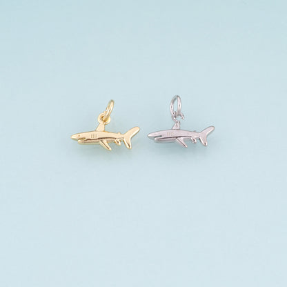 18K Gold Filled Shark Pendant,Marine Theme Charm Bracelet Necklace for DIY Jewelry Making Supply