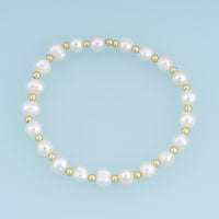 18K Gold Filled Freshwater Pearl Adjustable Bracelet,Gold Bead Pearl Bracelet Minimalist Beaded Bracelet Everyday Jewelry