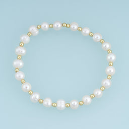 18K Gold Filled Freshwater Pearl Adjustable Bracelet,Gold Bead Pearl Bracelet Minimalist Beaded Bracelet Everyday Jewelry