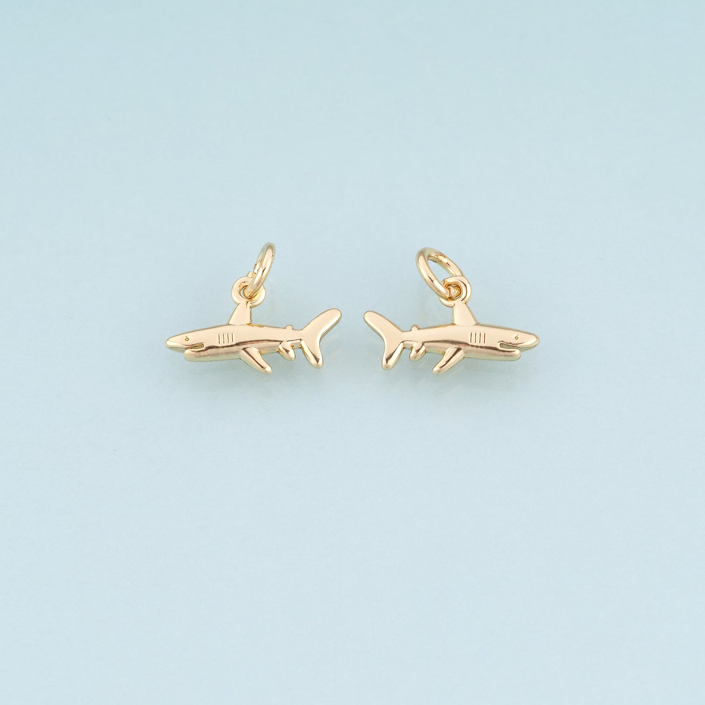 18K Gold Filled Shark Pendant,Marine Theme Charm Bracelet Necklace for DIY Jewelry Making Supply