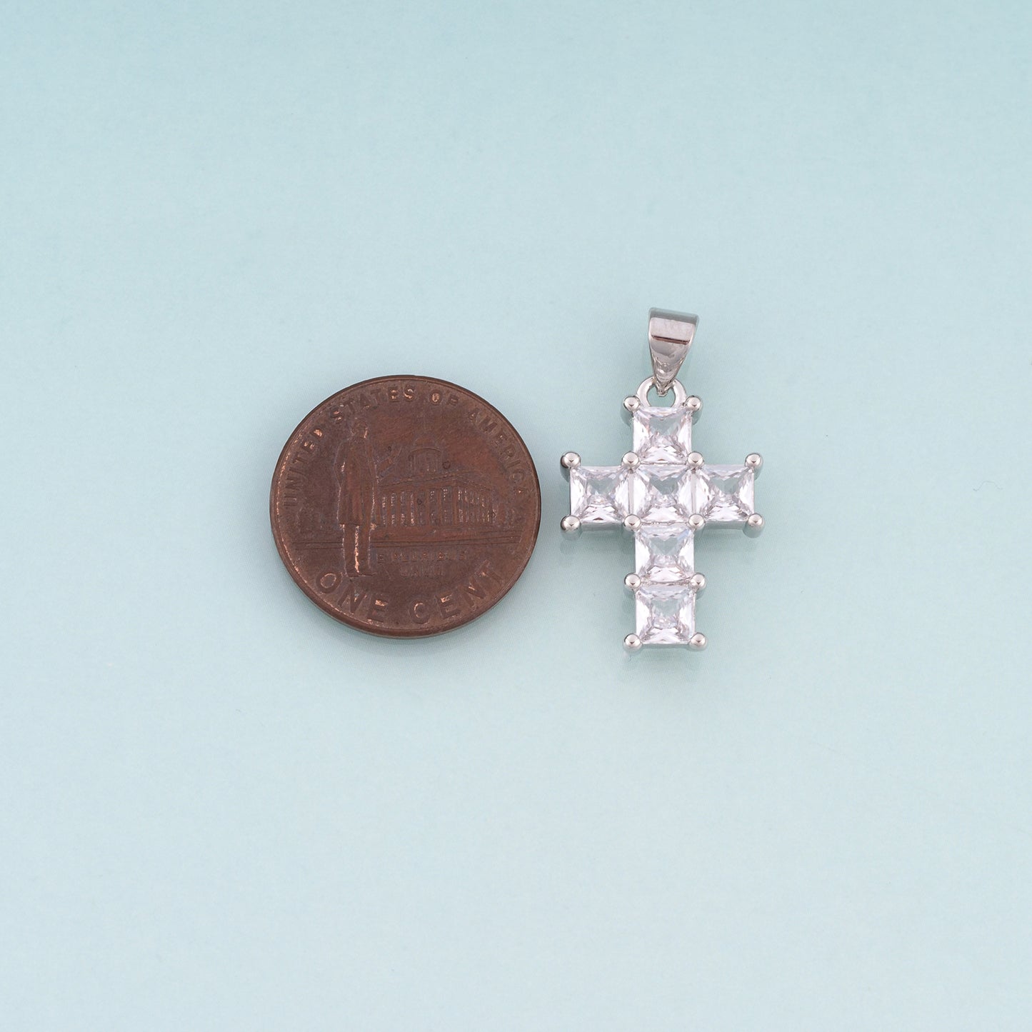 18K Gold Filled CZ Cross Pendant,Luxurious Religion Cross Charm Bracelet Necklace for DIY Jewelry Making Supply