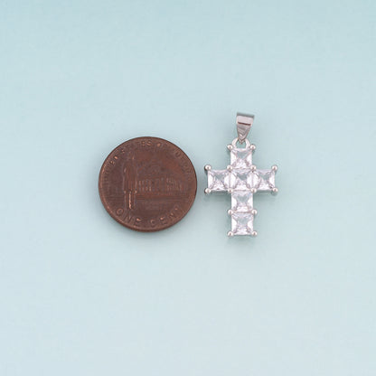 18K Gold Filled CZ Cross Pendant,Luxurious Religion Cross Charm Bracelet Necklace for DIY Jewelry Making Supply