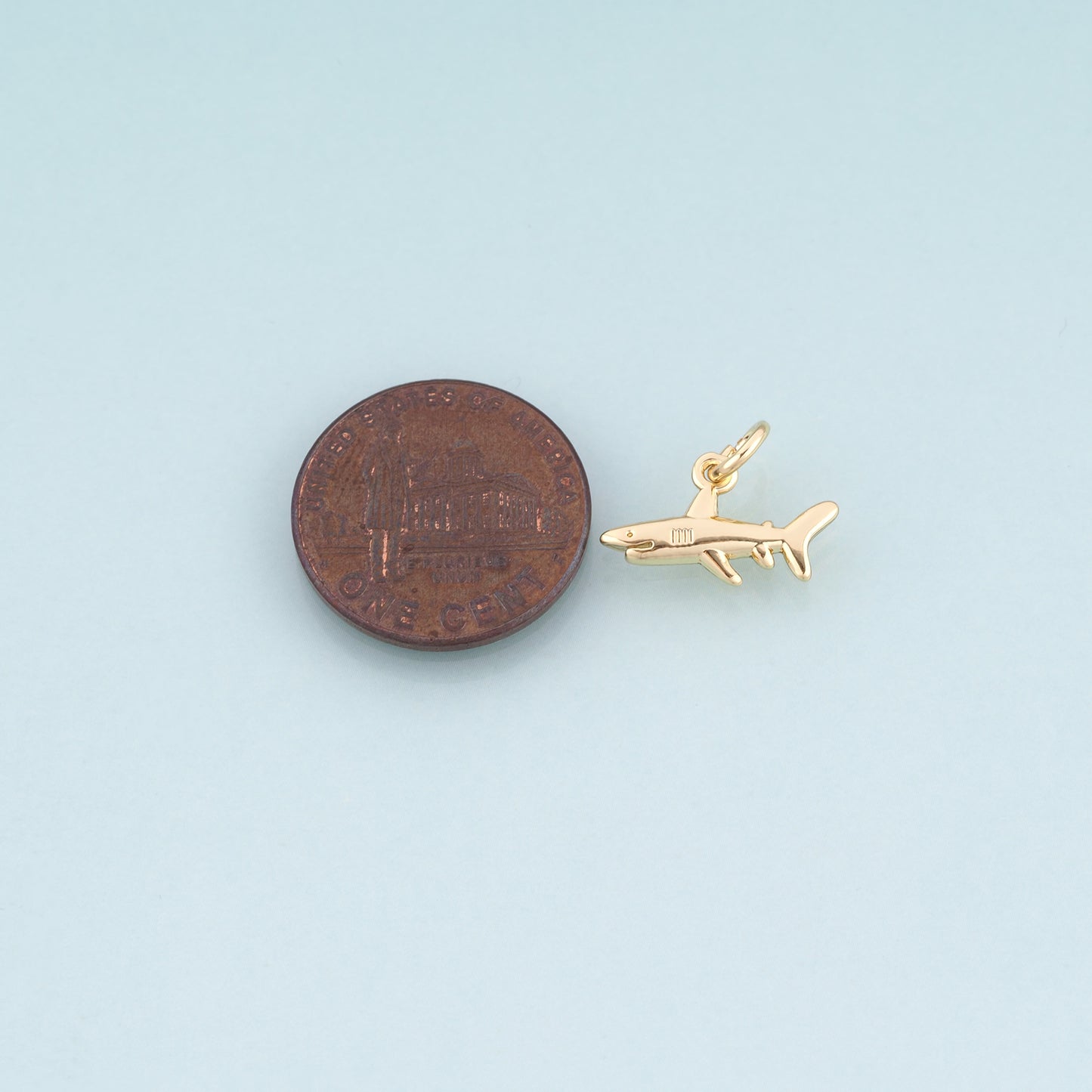 18K Gold Filled Shark Pendant,Marine Theme Charm Bracelet Necklace for DIY Jewelry Making Supply