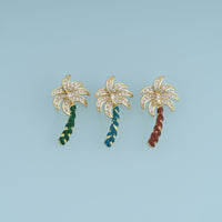 18K Gold Filled Palm Tree Charm,Enamel Tropical Palm Tree Pendant with Crystal Details Beach Charm for Bracelet Necklace DIY Jewelry