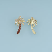 18K Gold Filled Palm Tree Charm,Enamel Tropical Palm Tree Pendant with Crystal Details Beach Charm for Bracelet Necklace DIY Jewelry