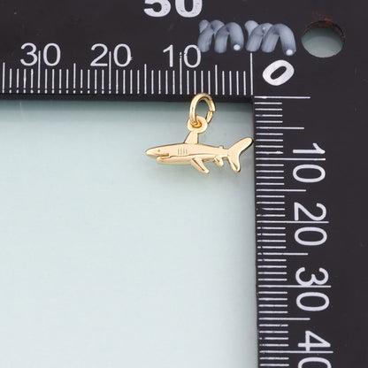 18K Gold Filled Shark Pendant,Marine Theme Charm Bracelet Necklace for DIY Jewelry Making Supply
