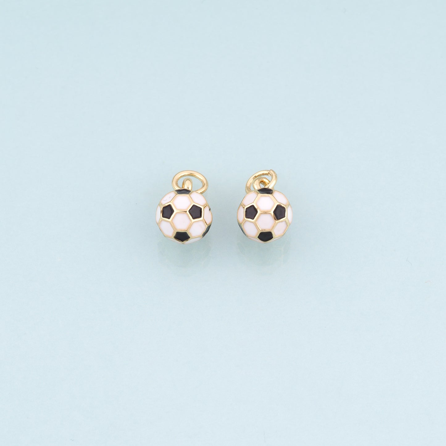 18K Gold Filled Enamel Football Pendant,Sports Competition Football Charm Bracelet Necklace for DIY Jewelry Making Supply