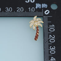 18K Gold Filled Palm Tree Charm,Enamel Tropical Palm Tree Pendant with Crystal Details Beach Charm for Bracelet Necklace DIY Jewelry