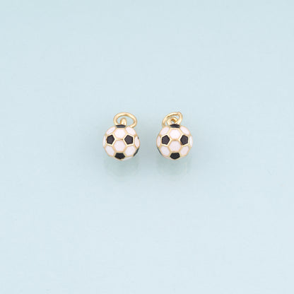 18K Gold Filled Enamel Football Pendant,Sports Competition Football Charm Bracelet Necklace for DIY Jewelry Making Supply